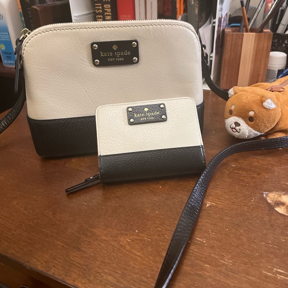Kate Spade black and white crossbody and wallet set